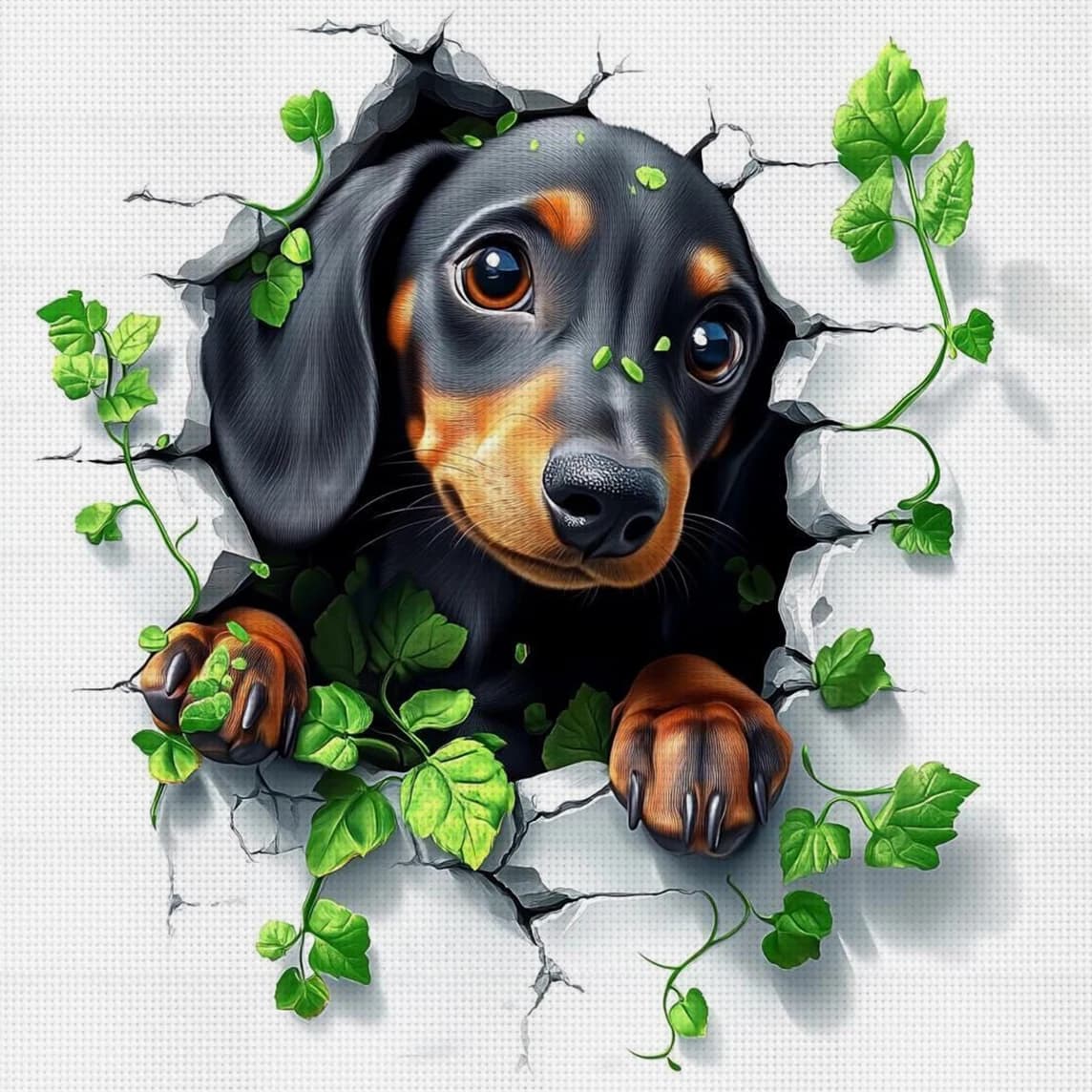 Kit Punto Croce Cane che Rompe il Muro, Ricamo Fai da Te 11CT, Decorazione Murale per la Casa, Regalo Artigianale, Materiale Senza Cornice, Semilavorato 36×36cm