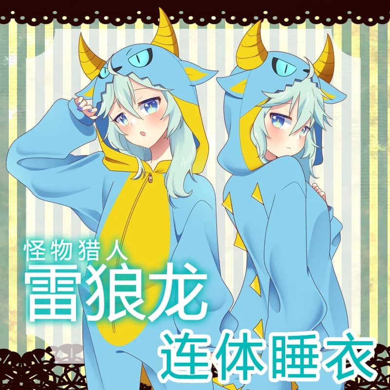 Gioco Monster Hunter Zinogre Nergigan Costume Cosplay Kigurumi Adulto Pigiama unisex Flanella Tuta Indumenti da notte Onesies Prop Regalo