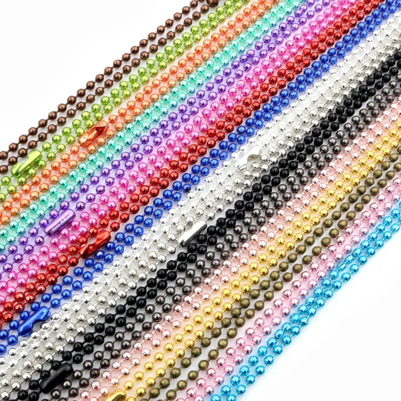 5pcs 1.5 2.0 2.4mm Length 65cm Gold Bronze Silver Colors Plated Ball Beads Chain Necklace Bead Connector For Charms Base Tray