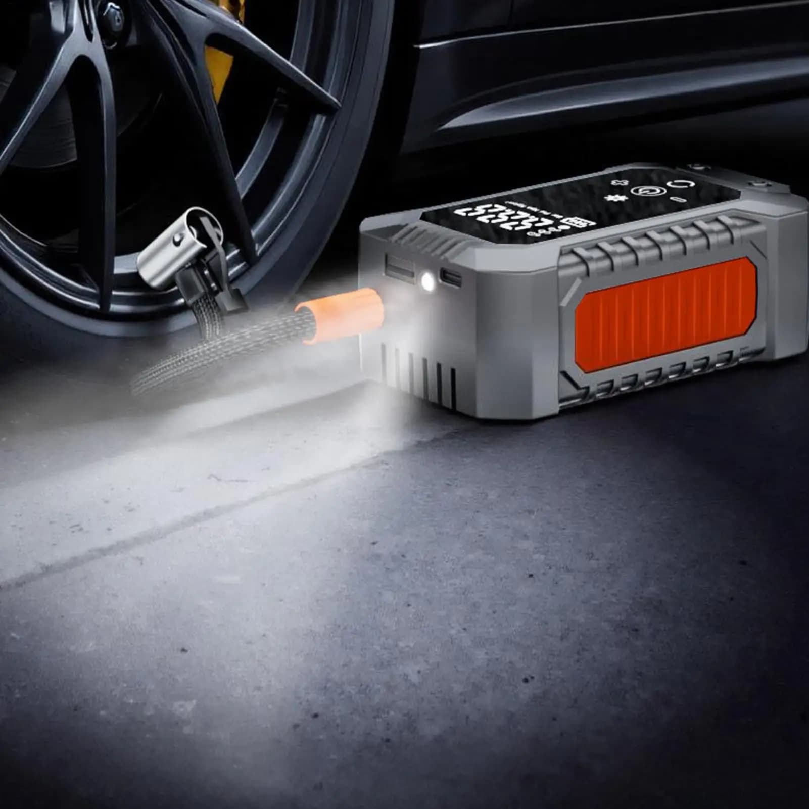 Car Tire Inflator With Digital Pressure Gauge & LED Lights Car Tire Air Pump Portable Inflator For Bike Sedan SUV Balls