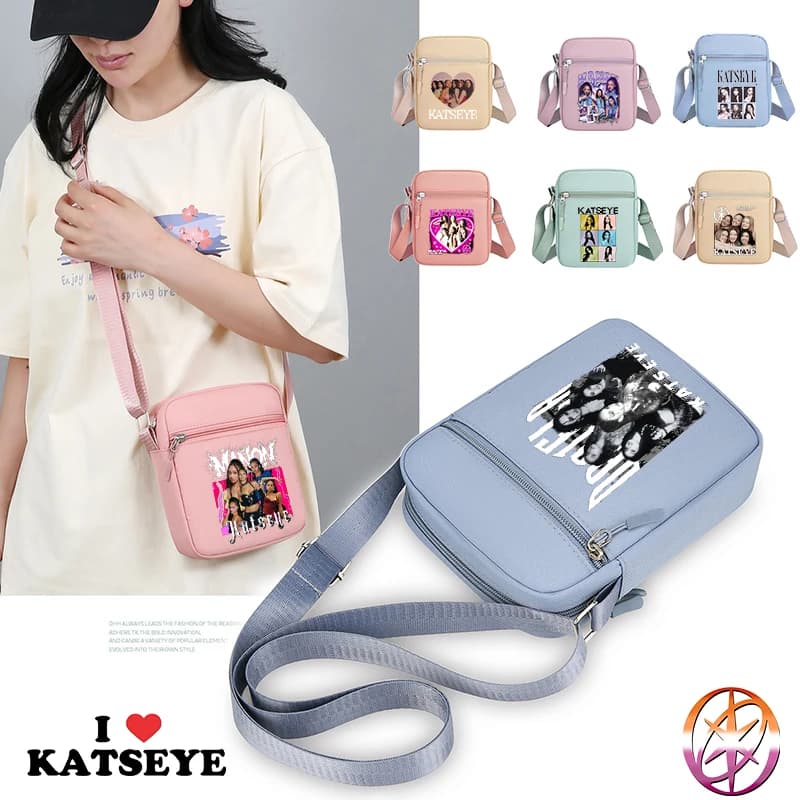 Moda K POP K-KATSEYE Borsa a tracolla per ragazza Borsa a tracolla da donna di grande capacità Borse sportive portatili carine Borsa Regali di compleanno