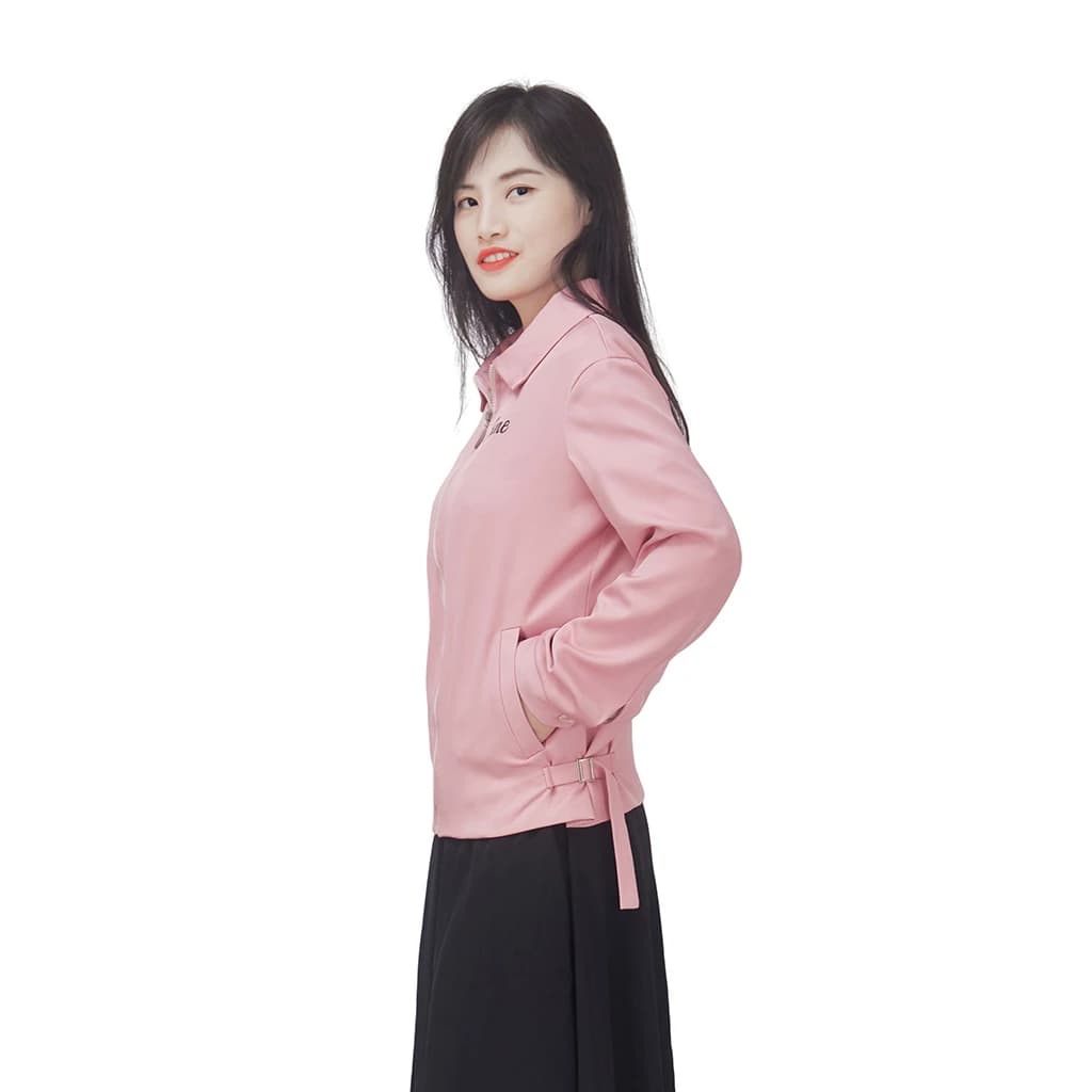Grease Rise Of The Pink Costume Cosplay da donna Jane Nancy Olivia Cynthia Cosplay Cappotto rosa Giacca da donna con cerniera Abiti di Halloween