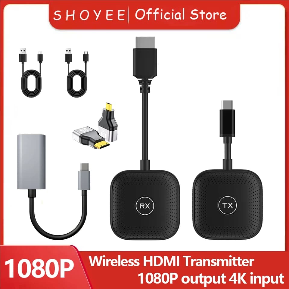 Adattatore display trasmettitore e ricevitore video extender wireless 1080P 50m per MacBook Laptop PC al proiettore TV