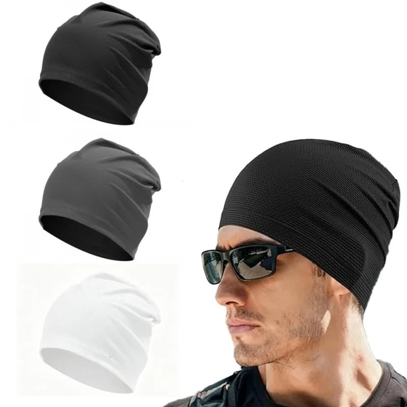 Unisex Thin Breathable Quick Dry Beanie Headwraps Summer Sports Running Absorb Sweat Cap Mens Cycling MTB Under Helmet Liner Hat