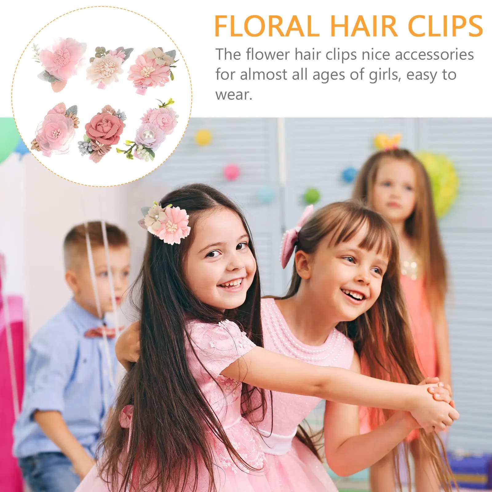 6 fermagli per capelli a forma di fiore, fermagli a coccodrillo, fermagli colorati con fiocco in tessuto, accessori per capelli per feste, compleanni, festival