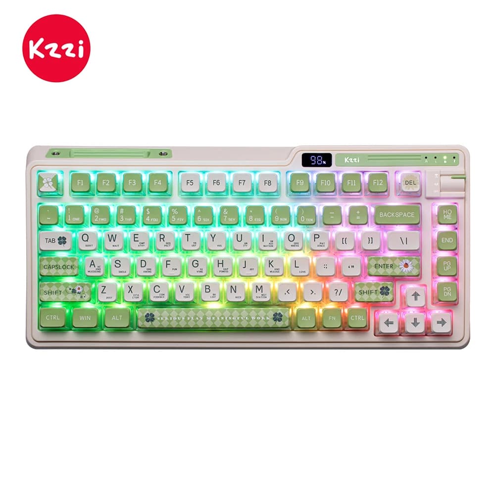 KZZI K75PRO Wireless Bluetooth Mechanical Keyboard Gasket 2.4G 82 Keys 75% RGB Backlit Hot-Swappable Gaming Keyboard PBT Keycaps
