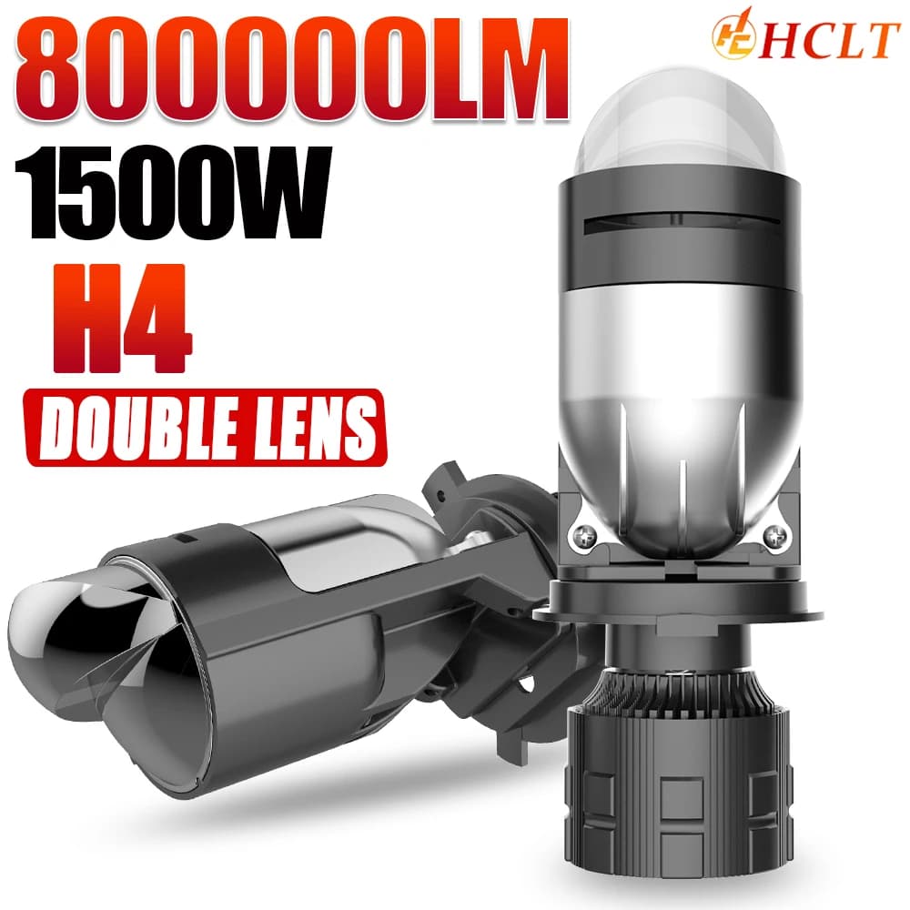 Lampadina LED H4 Canbus per Fari Proiettori 9003 HB2 Bi-LED con Mini Lente, Luci per Auto e Moto 6000K, Faretto Abbagliante e Anabbagliante, Lampade Auto