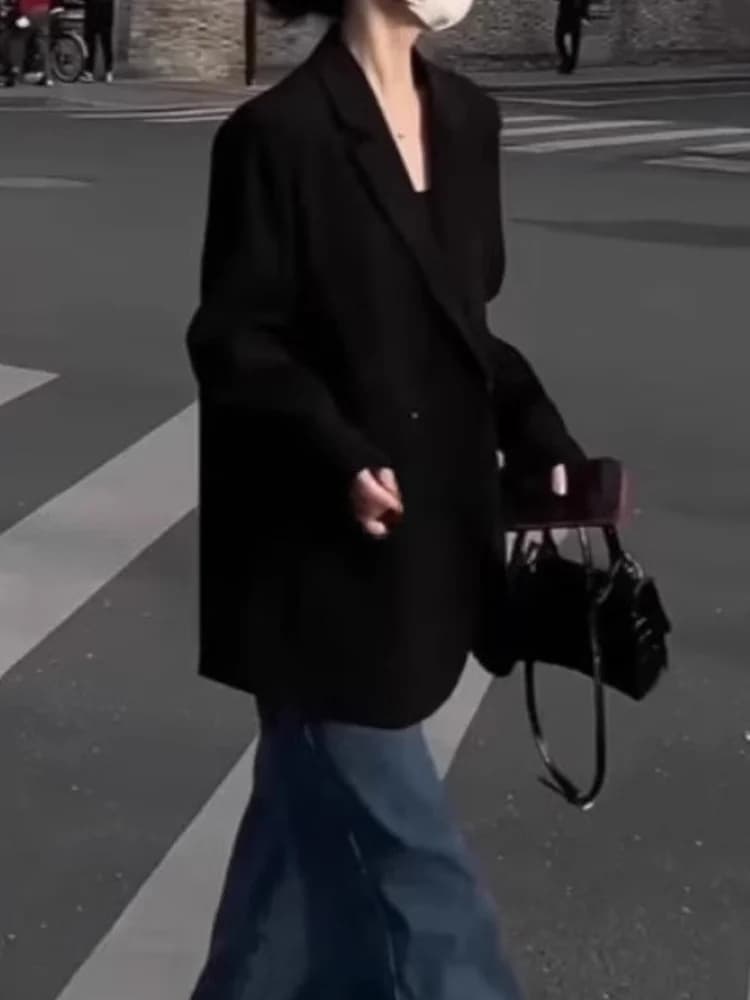 Giacca da Donna Ampia Stile Rouje Kefss per il Lavoro e il Tempo Libero, Design a Vita Alta, Ideale per Primavera Autunno, Adatta a Corpo a Forma di Sandalo e a Forma di Pera