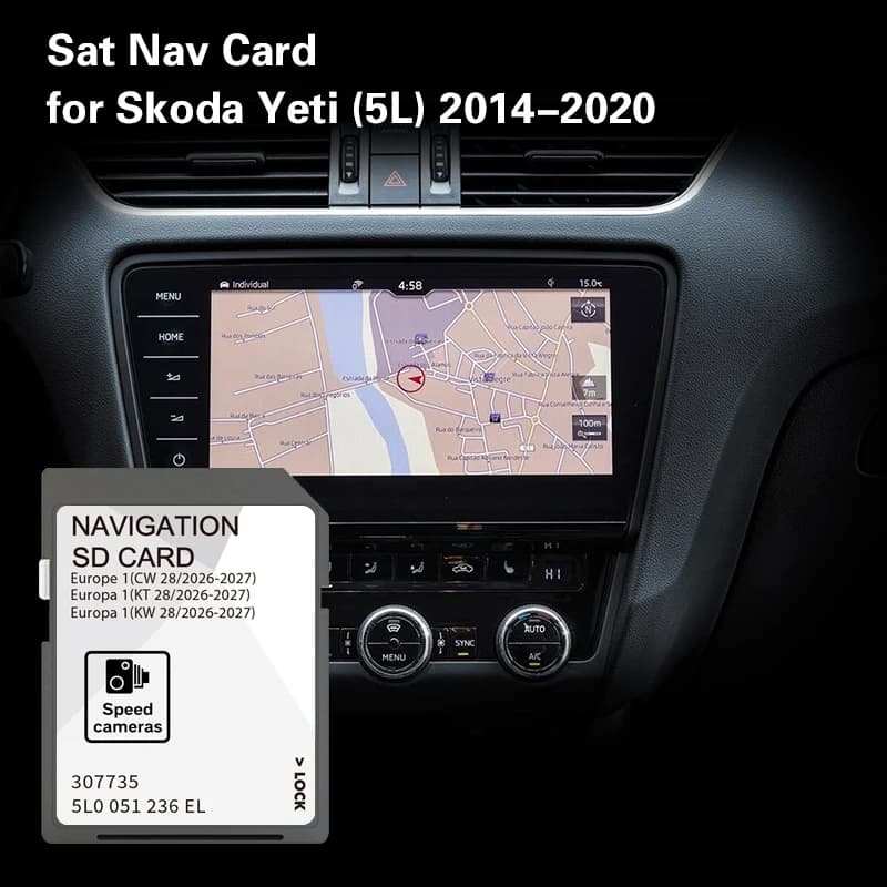 Scheda SD di Navigazione 32GB MIB2 2026-2027 per Skoda Yeti 2014-2020, Copertura in Metallo per Italia, Kosovo, Kazakistan, Lettonia, Europa