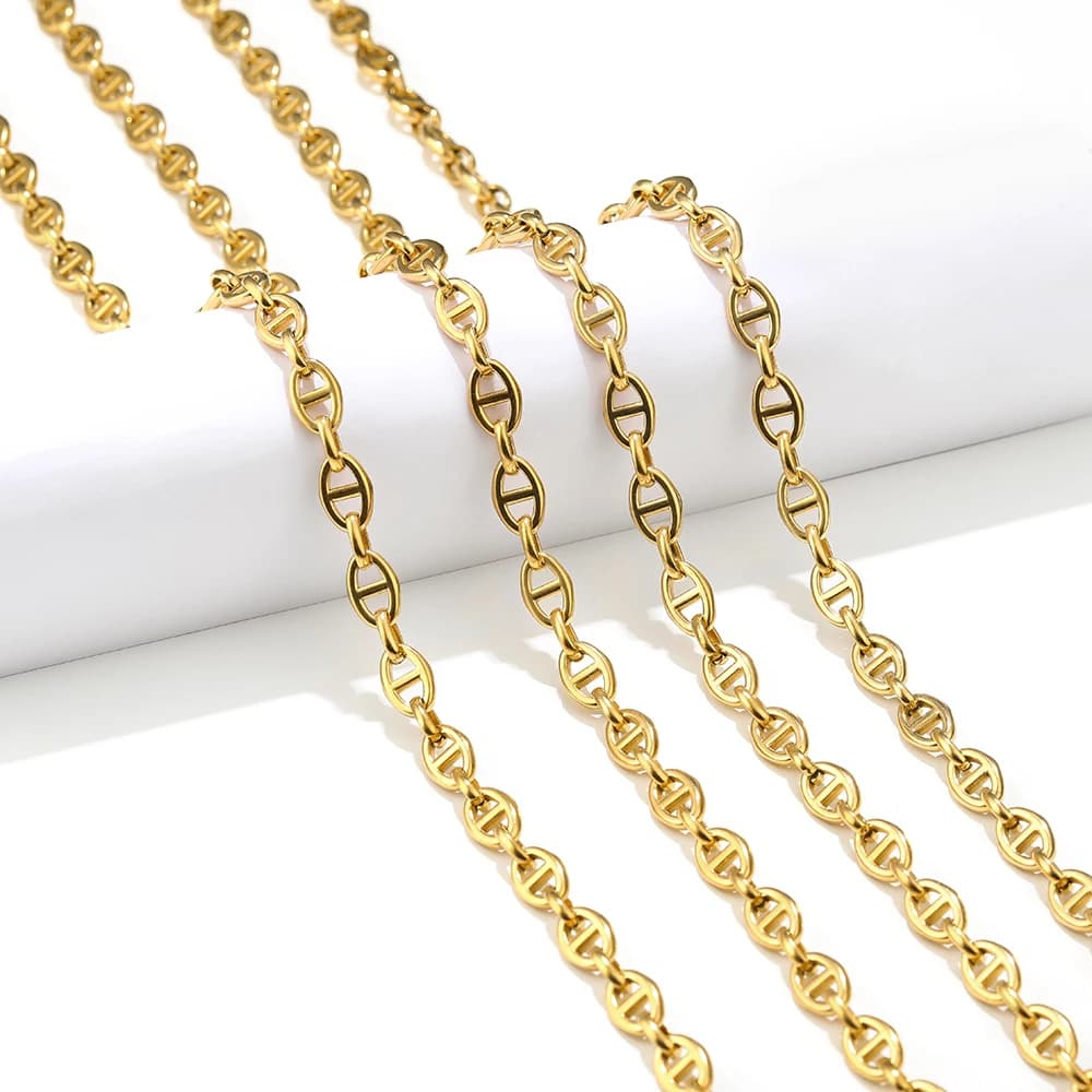 Catene per chicchi di caffè in acciaio inossidabile da 1 metro Catene per naso per gioielli hip-hop fai-da-te Risultati per collane Materiale per bracciale sfuso
