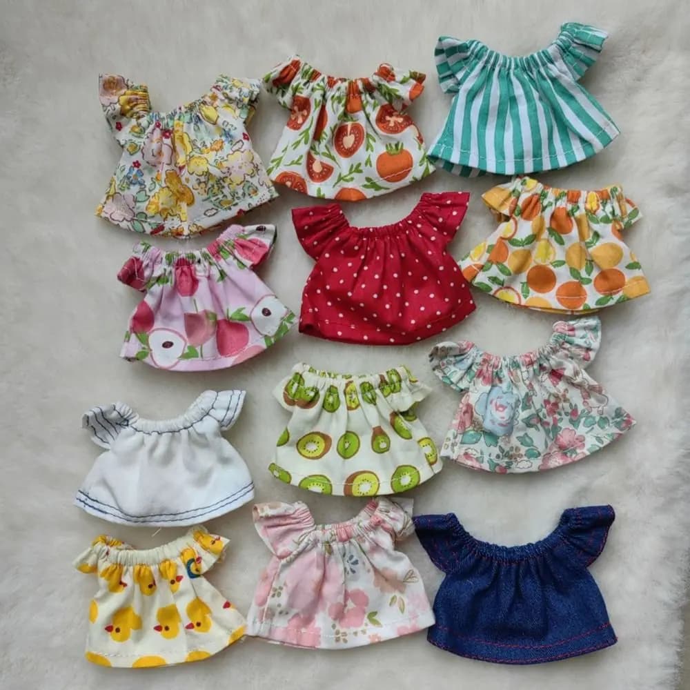 Abiti jeans per bambole alla moda di alta qualità Multistyles Abbigliamento casual Abiti stampati a pois Giocattoli per bambini per bambole in cotone da 10 cm