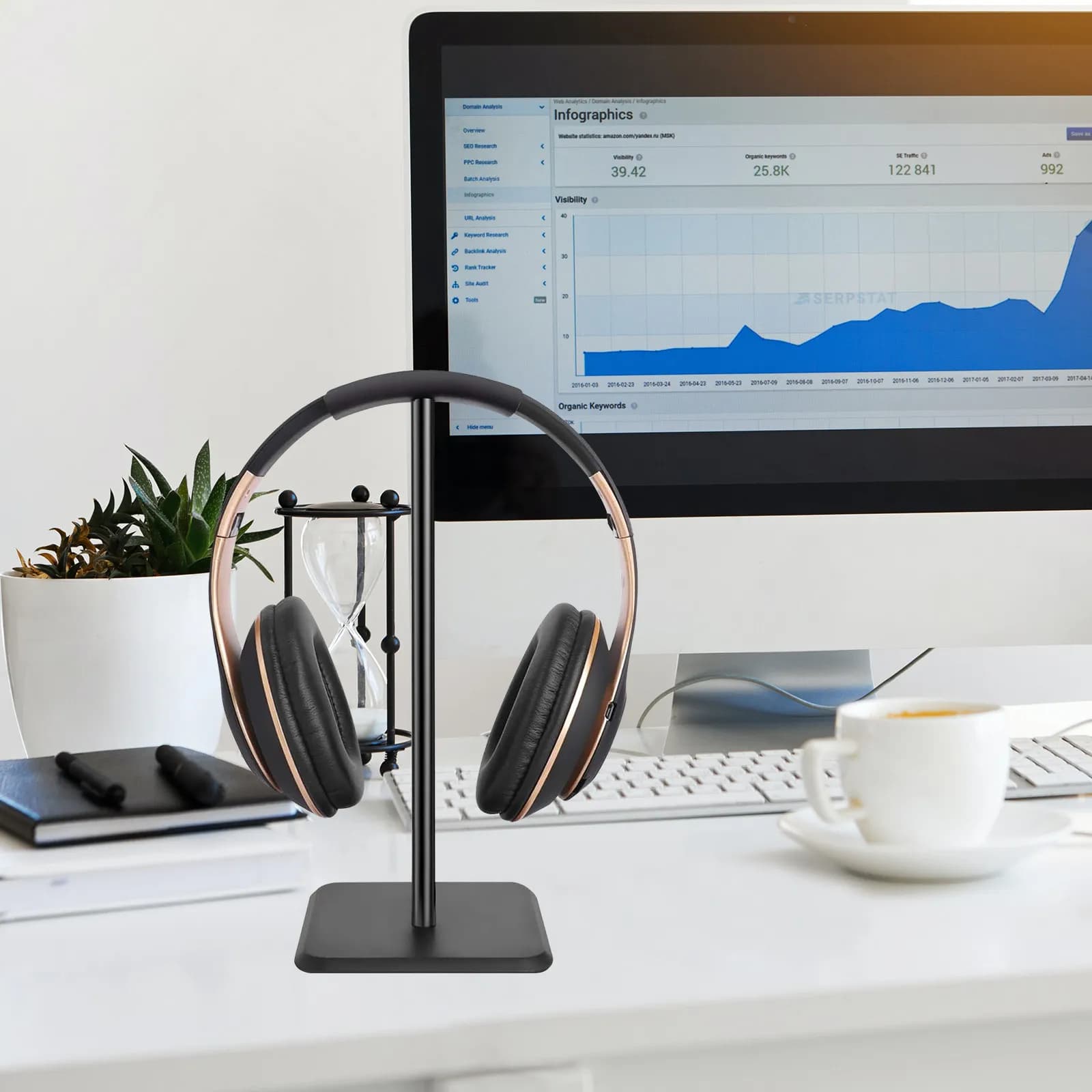 Supporto per Cuffie in Lega di Alluminio, Design Staccabile, Porta Cuffie da Scrivania, Base Antiscivolo Stabile per Esposizione