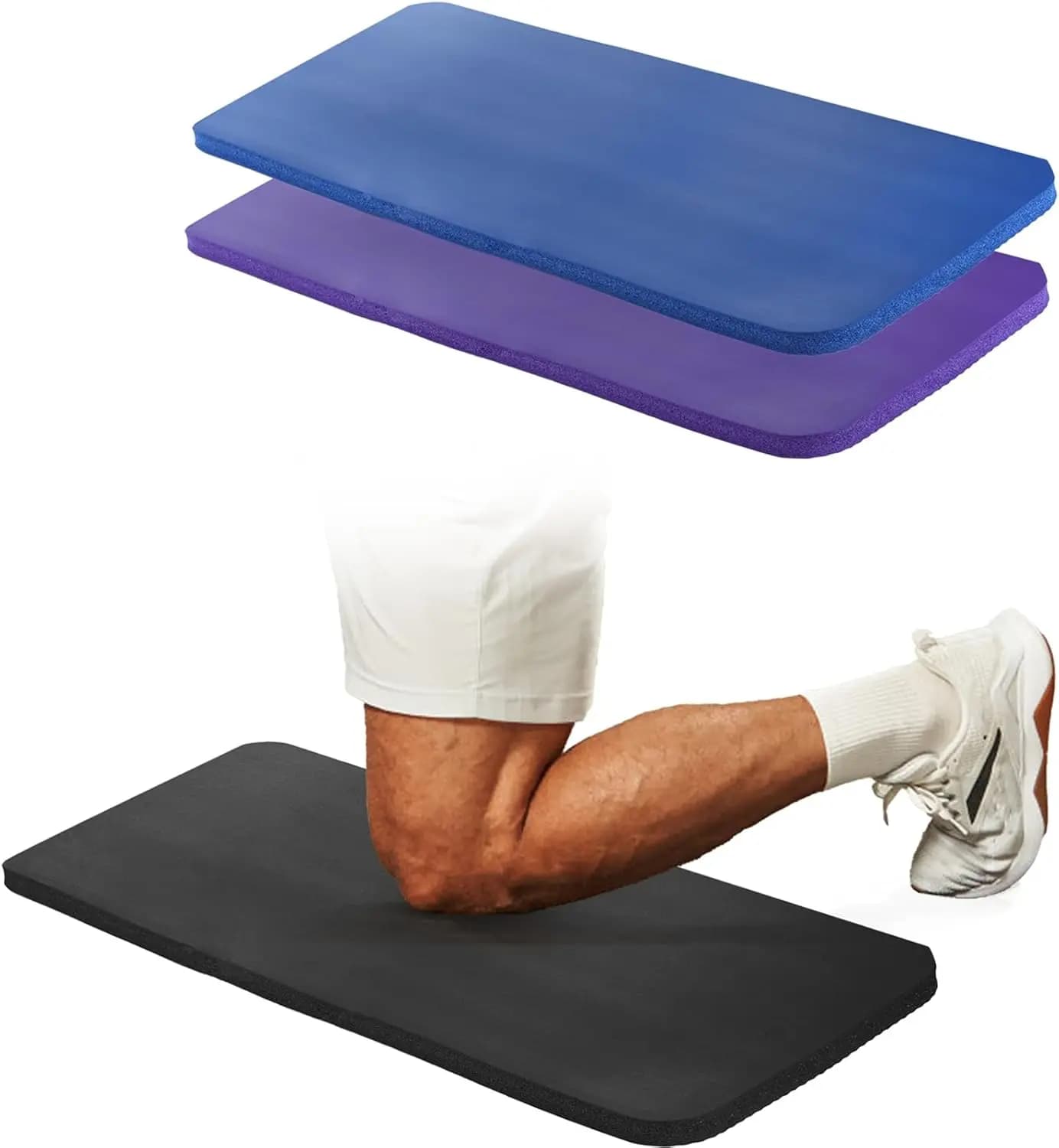 Set di 3 Ginocchiere Antiscivolo per Yoga, Cuscinetto in Schiuma Extra Spesso per Esercizi Senza Dolore, Accessorio Portatile per Tappetino in Nero, Blu, Viola