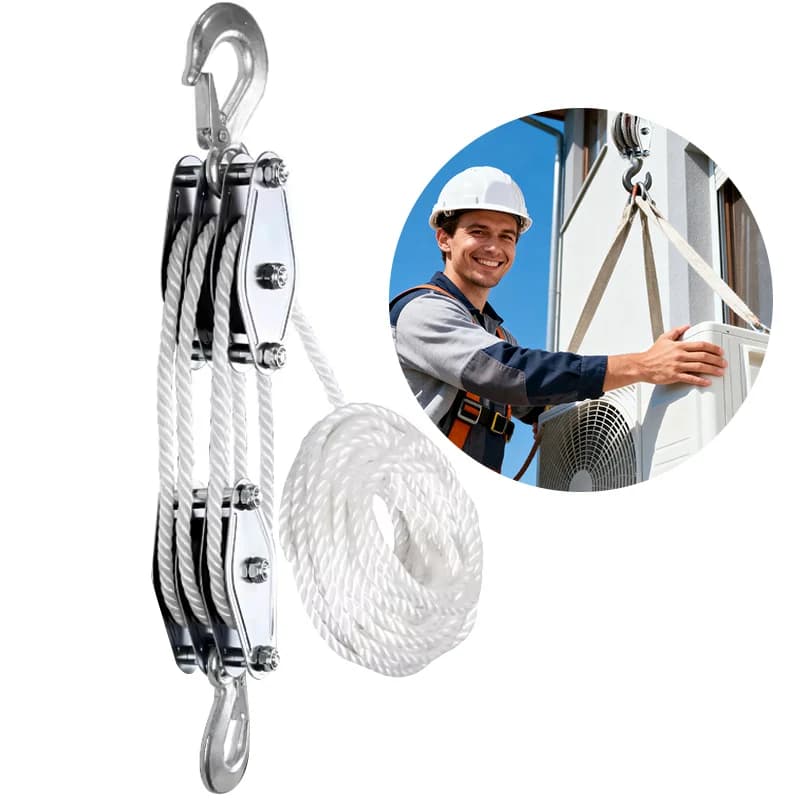 Heavy Duty Pulley System Rope Hoist 1 Lifting Power 2200 Lbs Breaking Strength Lifting Pulley for Lifting Heavy Object