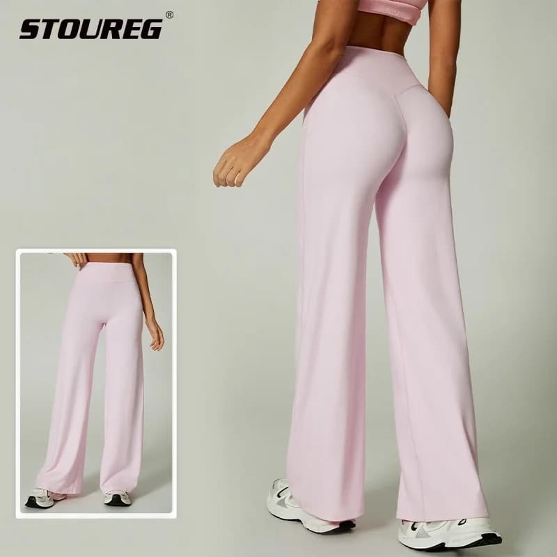 STOUREG Yoga Pants GYM Straight Leg Nude Effect in Ultra Soft Fabric Butterfly Effect, Women's Sports Pants to Life Media for Pilates and Race