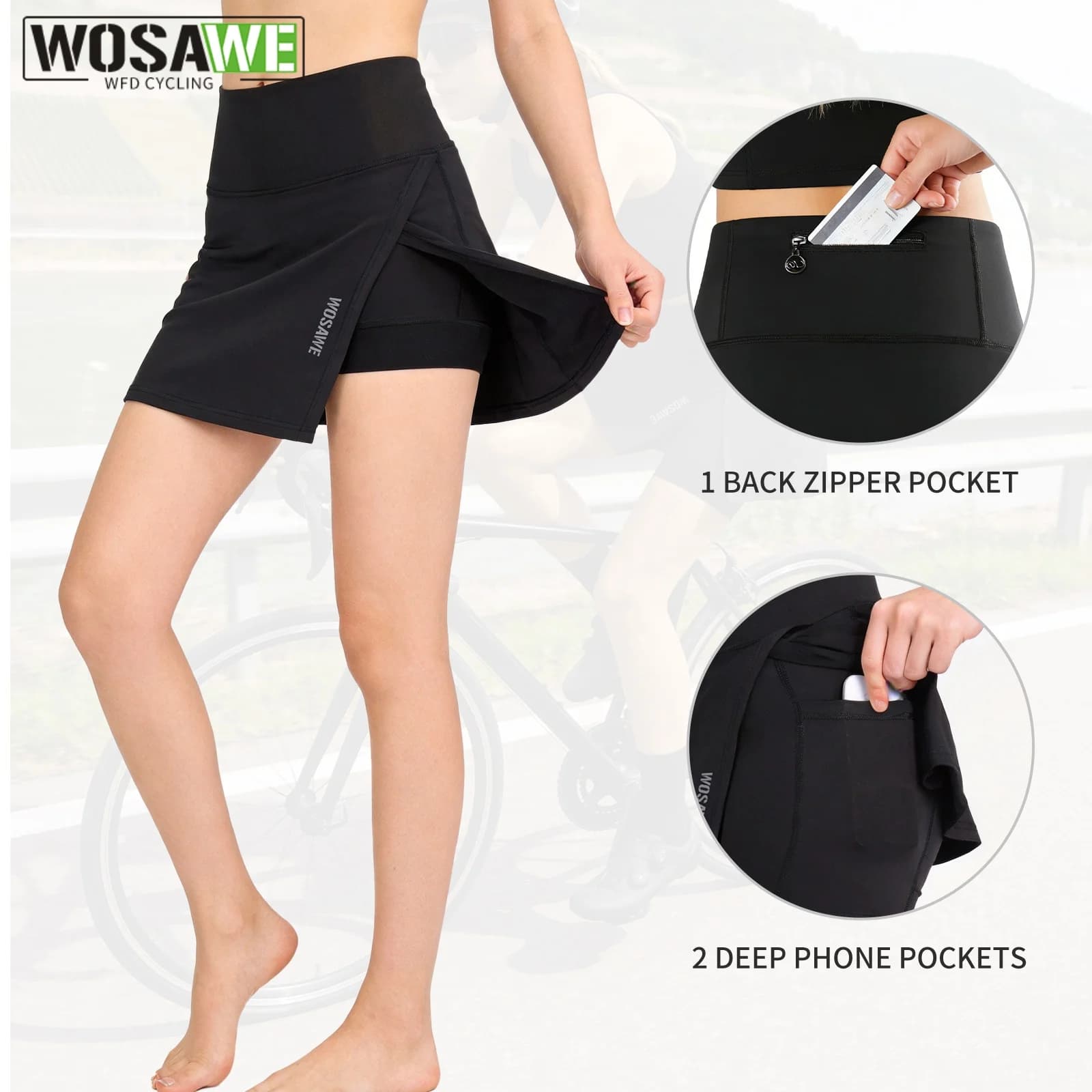 WOSAWE Cycling Shorts for Women, Casual Shorts with Padded and Pockets for Tennis, Golf, Yoga and Fitness