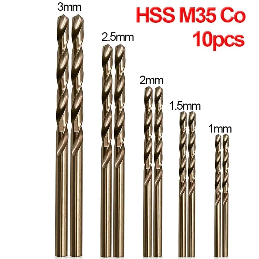 10 pcs/set HSS M35 Cobalt Drill Tips 1-3mm for Metal/Stainless Steel - High Speed Steel Cobalt Cobalt Cover Drill Tips