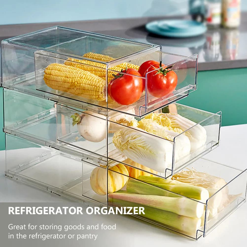 Refrigerator Drawer Transparent Storage Bin Organizer Vegetable Fruit Container Fridge Food Storage Box Drawer Refrigerator