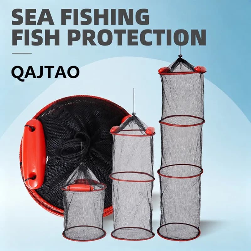 QAJTAO Thickened nylon mesh with multiple fold automatic floating fishing protection and high buoyancy