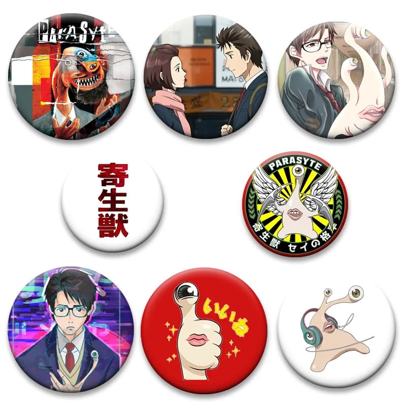 Anime Parasyte Brooches on Backpack Decoration Shinichi Izumi,Migi Cartoon Badge Parasitic Beasts Pins Jewelry Accessories Gifts