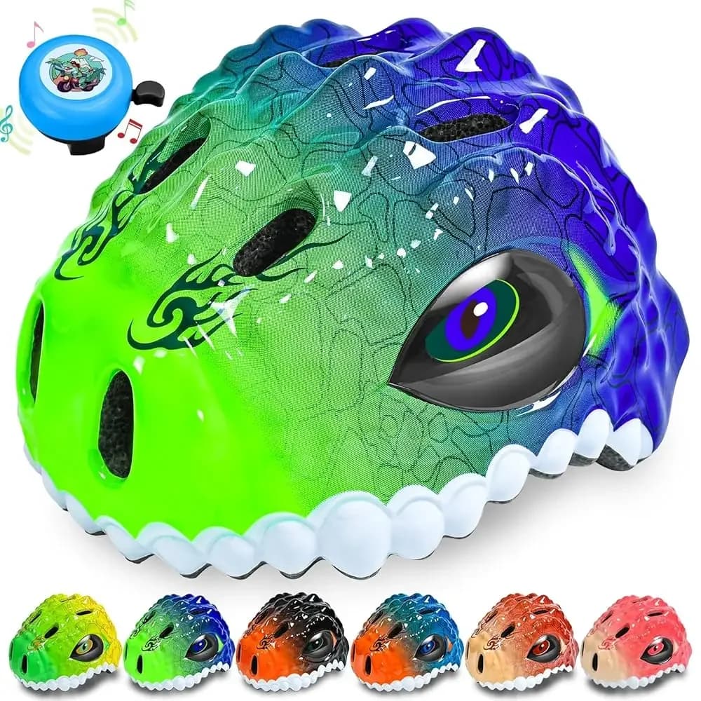 Set Casco Bici per Bambini/Ragazzi con Protezioni 3D Regolabili: Casco, Ginocchiere, Gomitiere e Polsiere
