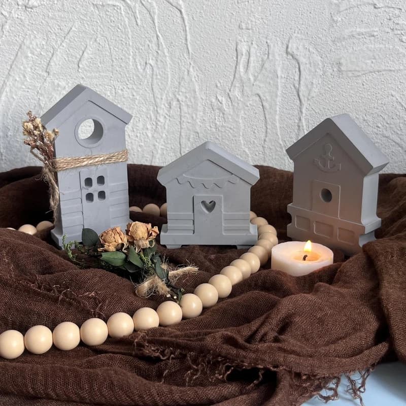 Stampo in Silicone per Ornamenti a Forma di Casa al Mare, Ancora di Barca, Candele, Saponi, Gesso e Resina - Decorazione per la Casa