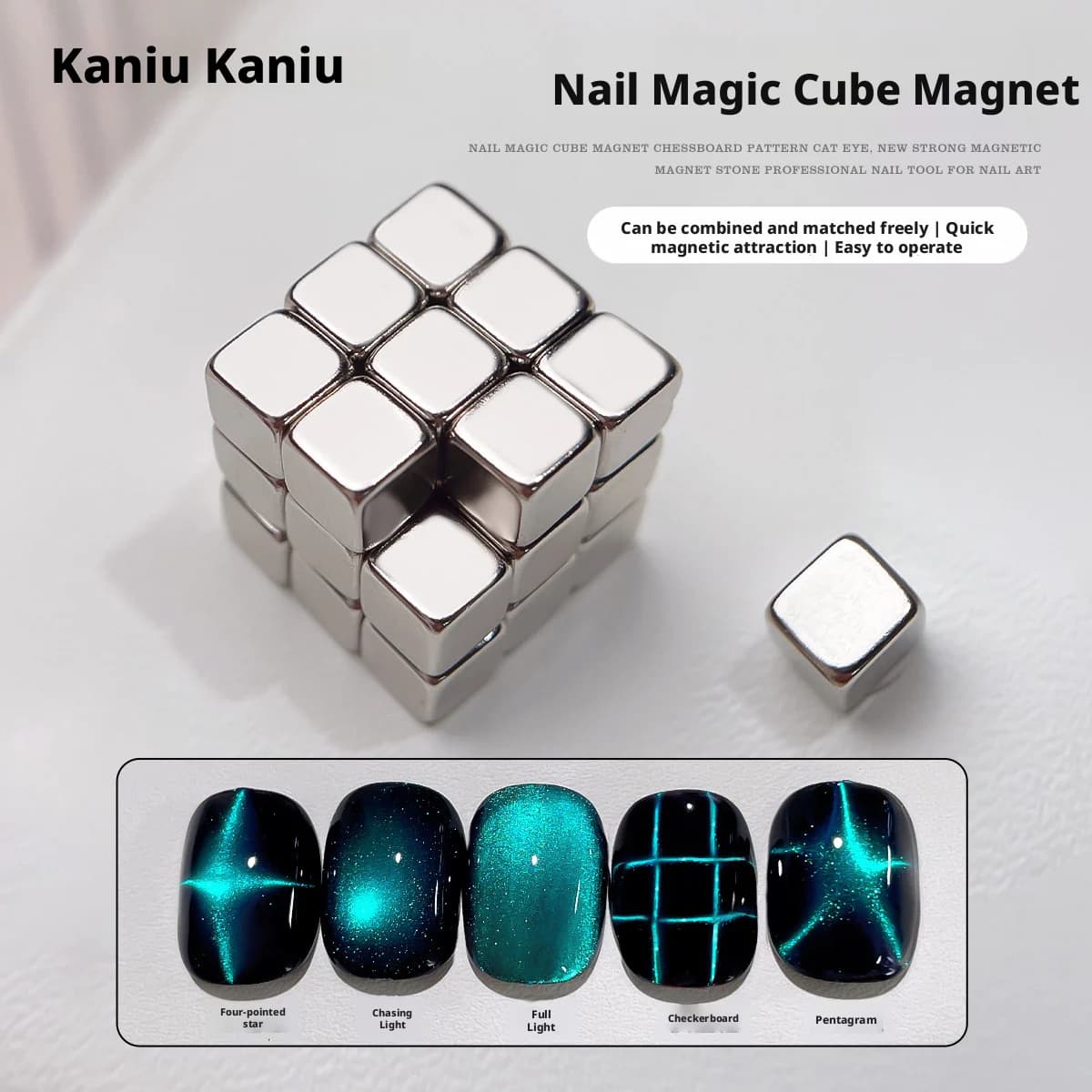 Kaniu Potente Strumento Magnetico per Nail Art Effetto Occhio di Gatto, Tavola Magnetica con Forte Attrazione per Smalto Cat Eye
