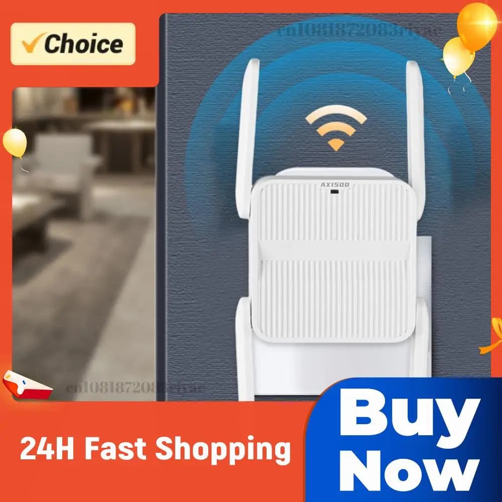 Ripetitore WiFi 6 Extender 1500Mbps Amplificatore di Segnale Dual Band 2.4G/5GHz con Porta Ethernet e 4 Antenne da 2dBi