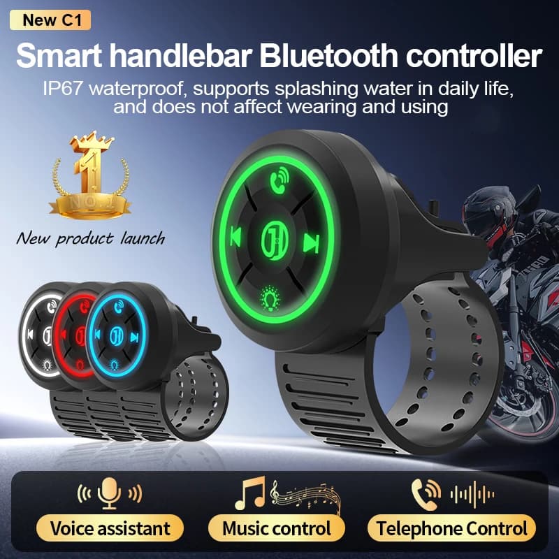 Waterproof wireless multimedia controller with universal Bluetooth 5.3 remote control for handlebar bike headset for helmet