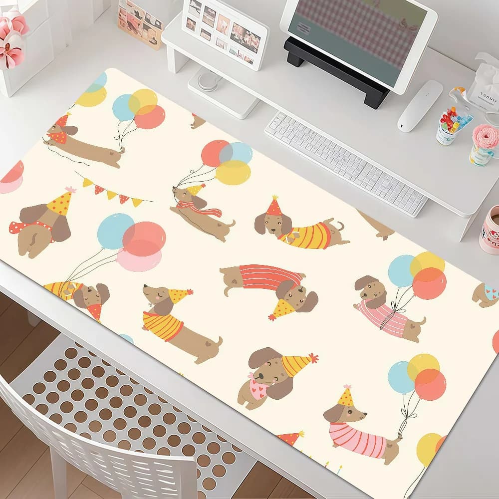 Cute Cartoon Dachshund Mouse Pad Anti Slip Rubber Edge Locked Thickened Laptop Gaming Desk Mat