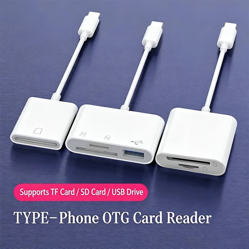 Card Reader Type C to SD TF Memory Card ogt Adapter For PC Laptop For iPhone Multi Smart Cardreader No APP Requires