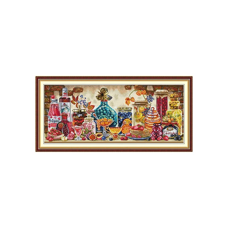 Cross stitch thread embroidery still life series fruit wine embroidery material package living room decoration painting