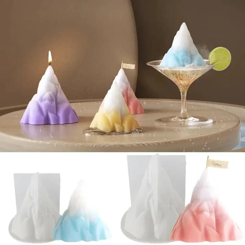 1-2 Pezzi Stampo in Silicone 3D a Forma di Iceberg Vulcanico per Candele, Gesso, Resina Epossidica, Aromaterapia, Stampi Fai da Te per Torte e Gelati