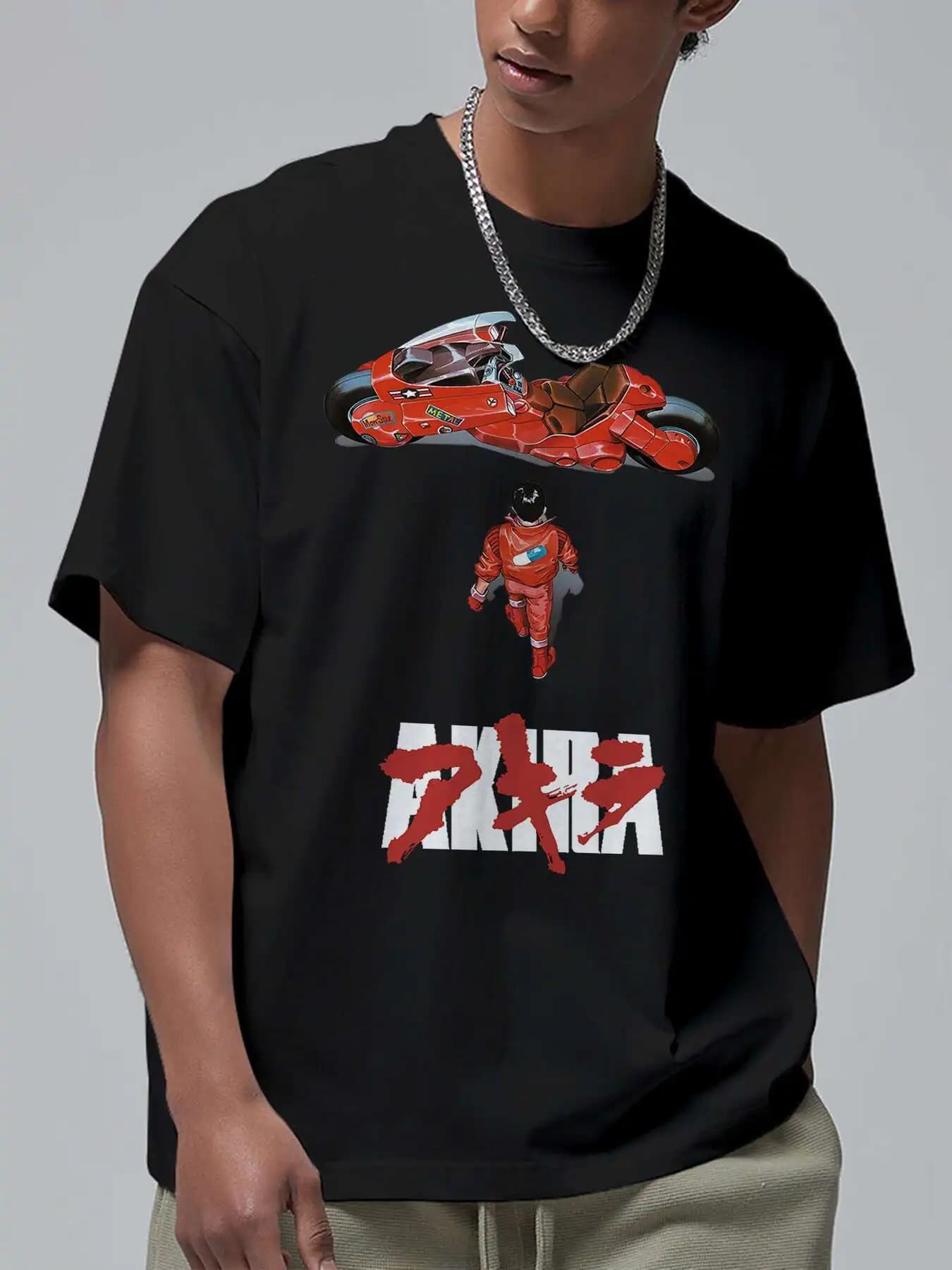 T-shirt Akira Motorcycle Y2K - 100% cotone, maglietta streetwear/natale da uomo
