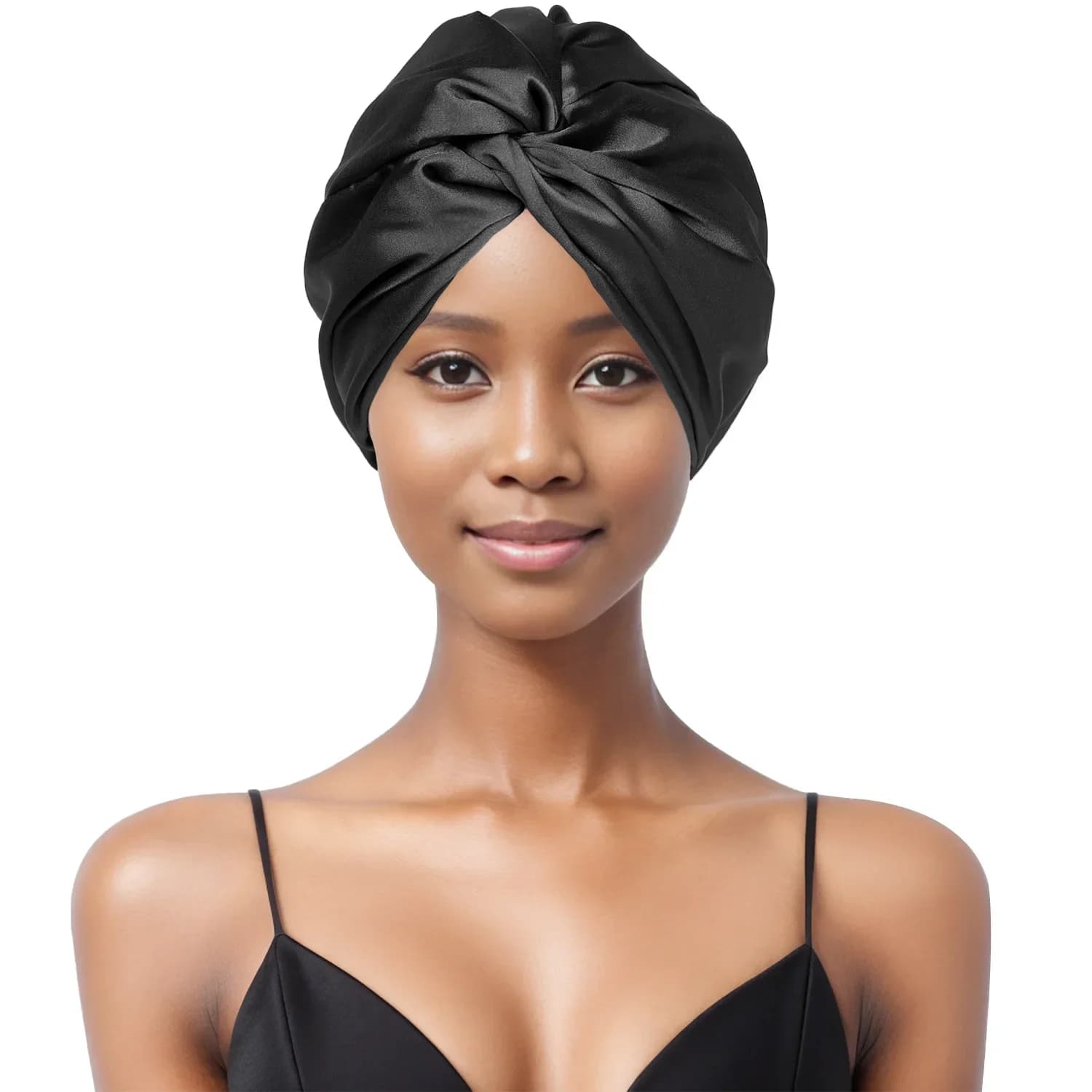 Double Layer Satin Turban Bonnets For Women Adjustable Twisted Sleeping Night Cap Stretch Chemo Head Wrap Cap For Curly Ladies