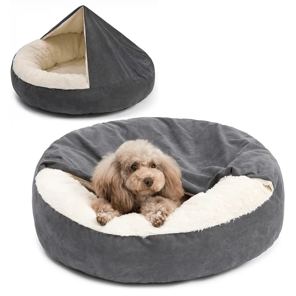 Gray Pet Bed, Soft Cushioned Dog And Cat Nest With Plush Lining, Cozy Sleeping Mat For Puppies, Small Dogs And Indoor Cats, War