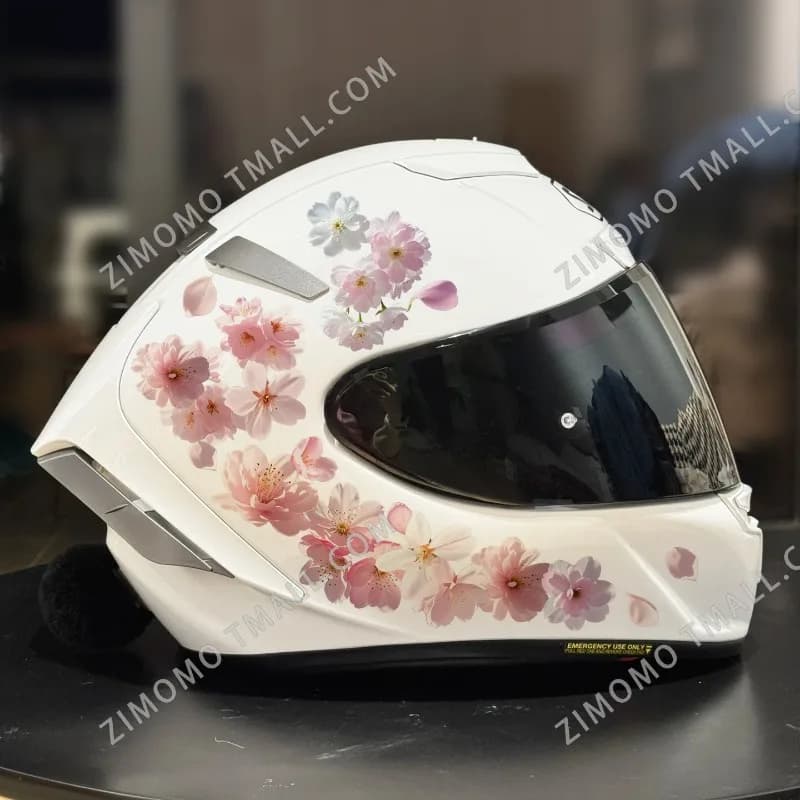 1Set Pink Cherry Blossom Petal Decals Waterproof UV Resistant For Helmet Car Bike Laptop