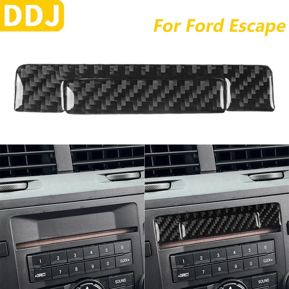 For Ford Escape 2008-2012 Carbon Fiber Central Control Dashboard Radio CD DVD Top Panel Decorative Covering Accessories Car Sticker