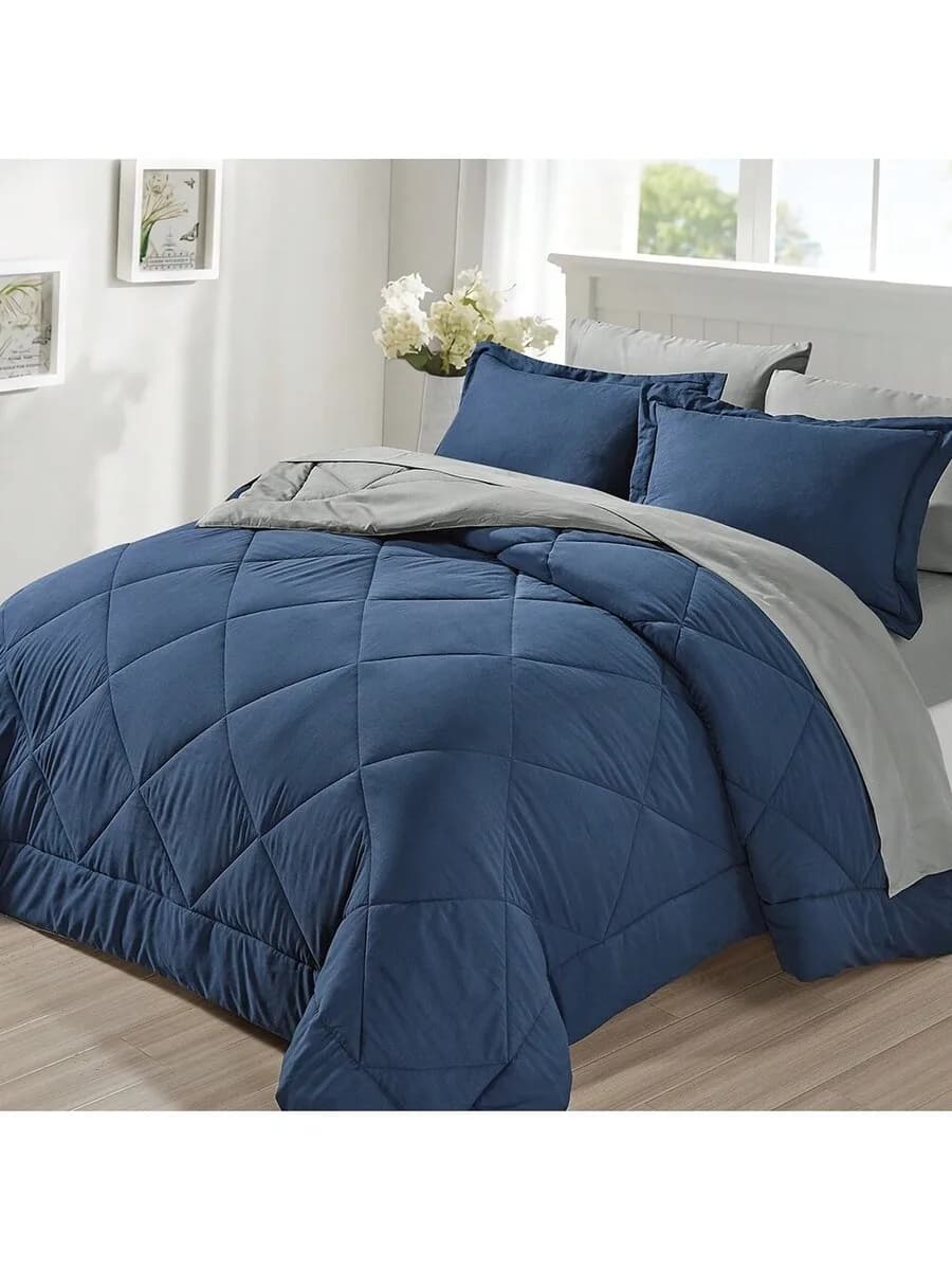 Set copripiumino trapuntato reversibile con lenzuolo piatto, lenzuolo con angoli e federe per letto matrimoniale, king size e singolo