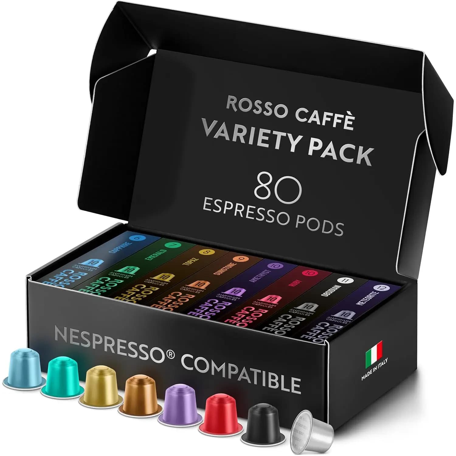 Capsule di Caffè Espresso per Macchine Nespresso Original - 80 Capsule, 8 Gusti, Tostatura Media a Scura