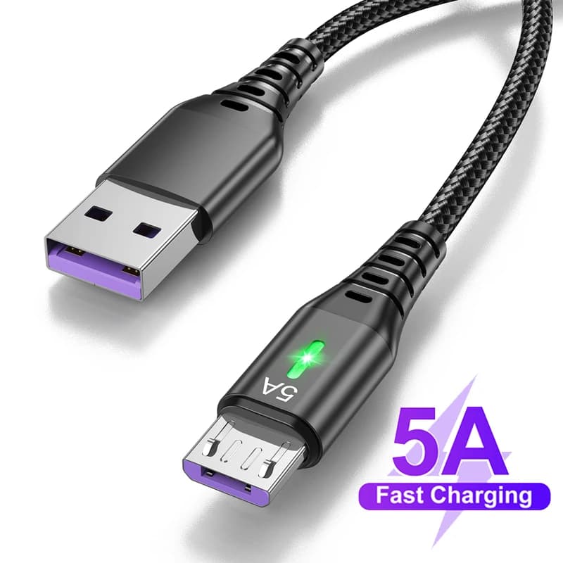 Cavo micro USB 5A LED cavo dati micro a ricarica rapida per Huawei Samsung Xiaomi accessori per telefoni cellulari Android cavi caricabatterie
