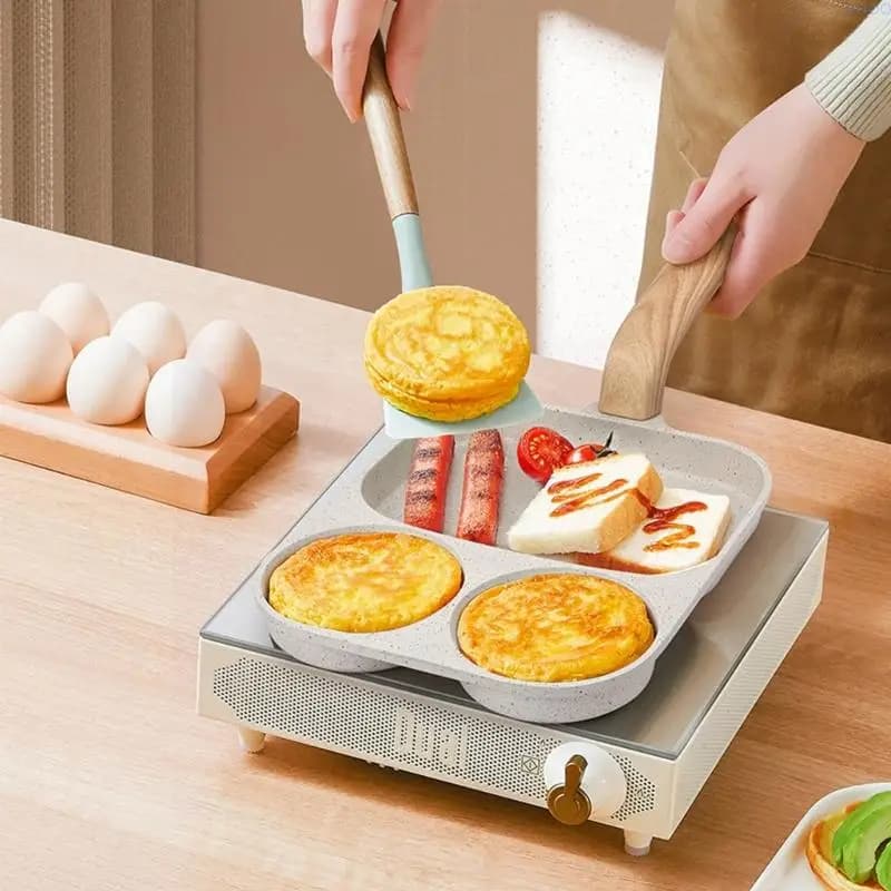 23GA Multipurpose Egg Board for breakfast, design 3 in 1, aluminum alloy, with non-stick coating and handle