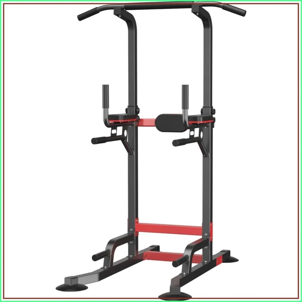 Multi-Purpose Power Tower Dip Station Pull Up Bar - Adjustable Height, Non-Slip Foot Pads, 150kgs Capacity