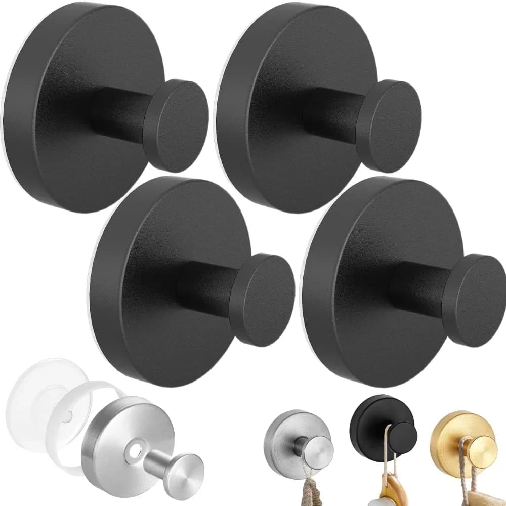 Stainless Steel Waterproof Suction Cup Hooks For Shower, Bathroom, Hanging Towels,Wall Mount on Glass Shower Doors,Tiles,Mirrors