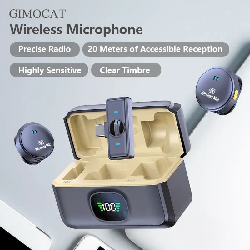 Wireless Lavalier Microphone with Integrated Noise Reduction, USB-C Interface. Portable for streaming, podcast recording and online activities