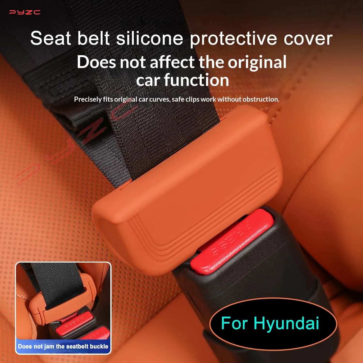 Silicone cover for car seat belt, interior protection for Hyundai Genesis Ix35 KONA Encino Solaris Azera Santa Fe