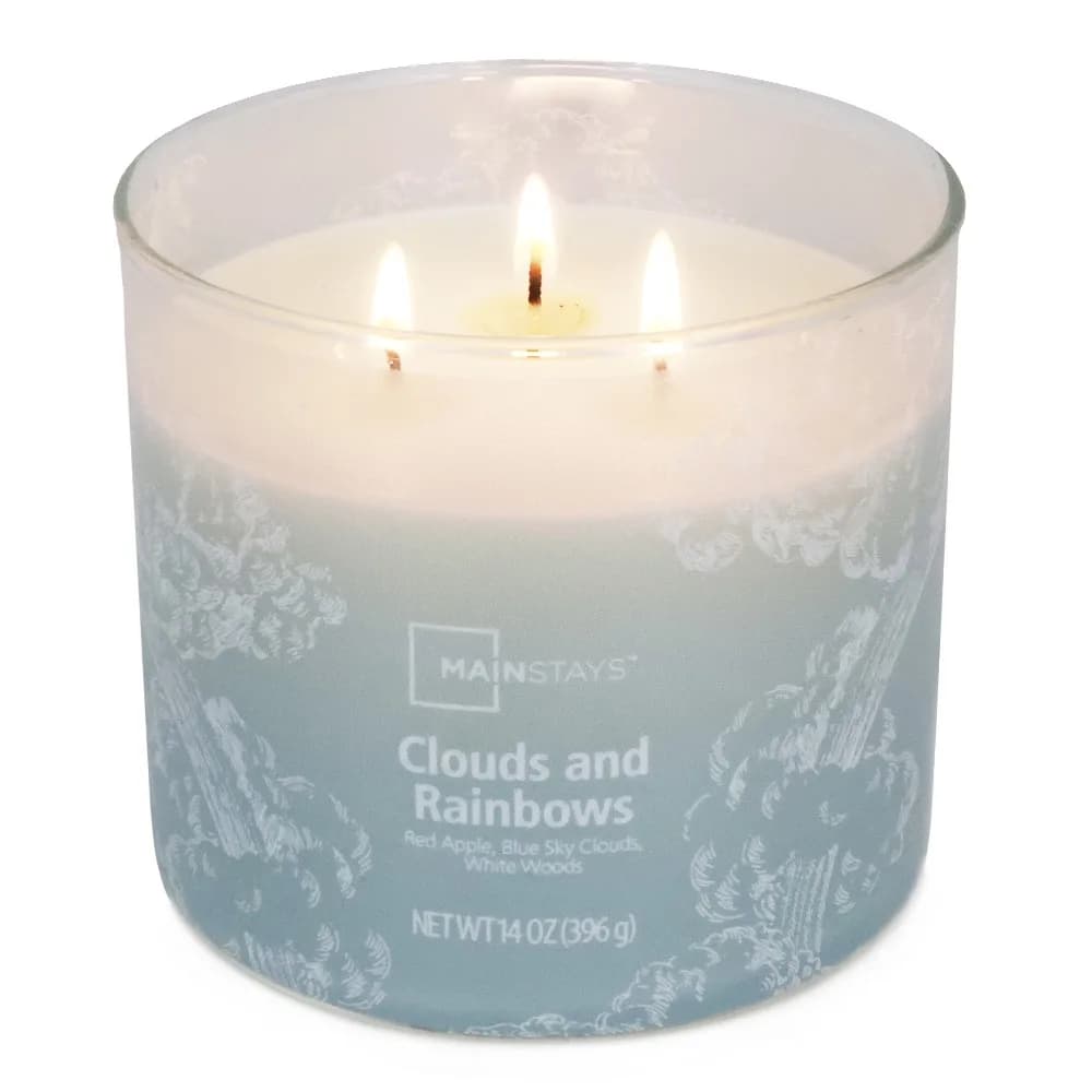 3 Wick Scented Candle Wrapped Clouds Rainbows Fragrance Large 14 oz Home Decor Aromatherapy Candle Gift Relaxing Scented Candle