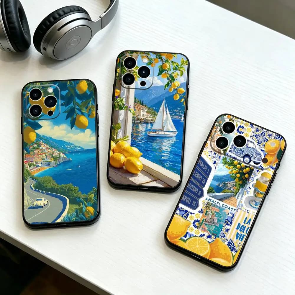 European Amalfi Coast L-Lemon Phone Case Silicone Soft For IPhone 17 16 15 14 13 12 11 X XR Plus Pro Max Plus Gift
