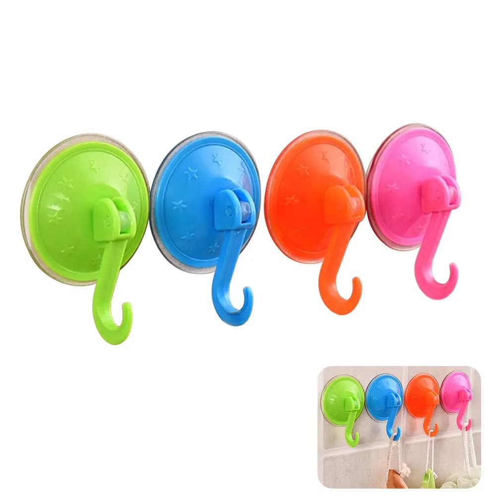 Set di 6 Ganci a Ventosa Resistenti in Plastica, Appendiabiti Multiuso Senza Cuciture per Bagno e Cucina, Rimovibili e Robusti