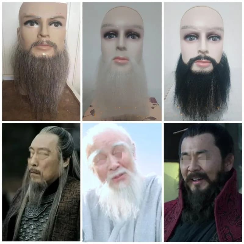 Nuovo nero grigio bianco viso finto barba pizzo vera barba leggera fatta a mano per uomo vacanza/drama/festa/film